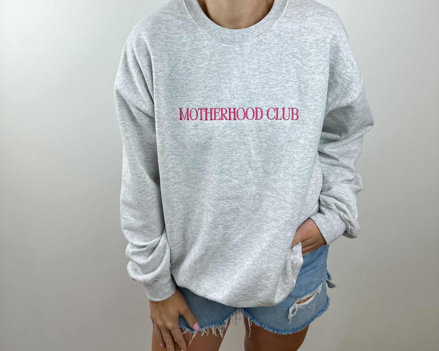 GRAY EMBROIDERED MOTHERHOOD CLUB SWEATSHIRT